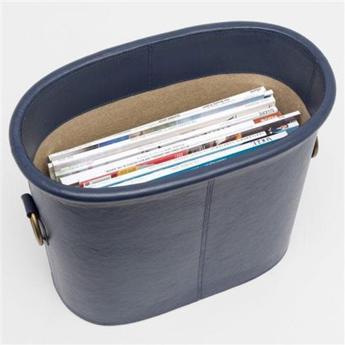 Ogden Modern Classic Navy Leather Magazine Holder - Thumbnail 2