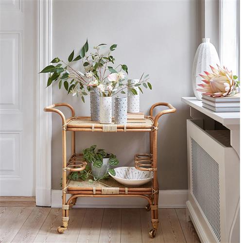 Minda Coastal Beach Rattan Woven Wicker Bar Cart - Thumbnail 3