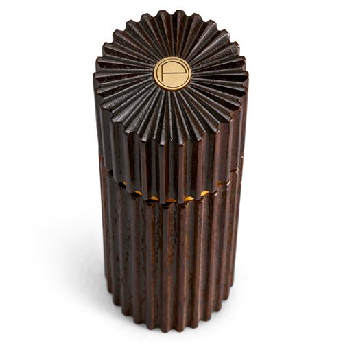 L'Objet Ionic Modern Smoked Oak Wood Brass Accent Salt & Pepper Mills Set - Thumbnail 3