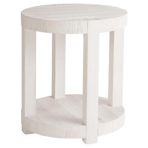 Carter Coastal Beach White Sand Oak Round End Table | Kathy Kuo Home