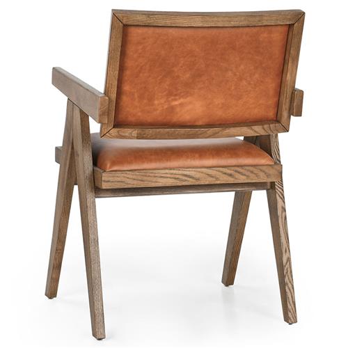 Drew Mid Century Modern Brown Leather Wood Dining Chair | Kathy Kuo Home