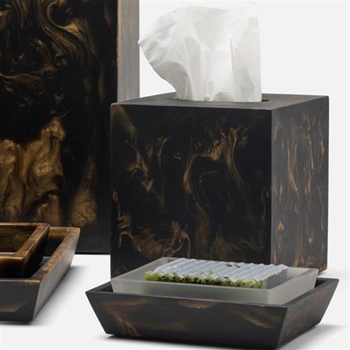 Pigeon and Poodle Duluth Global Swirled Black Resin Tissue Box - Thumbnail 2
