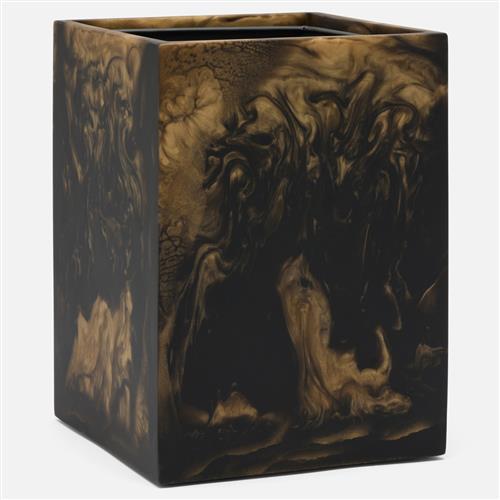 Pigeon and Poodle Duluth Global Swirled Black Resin Square Waste Basket