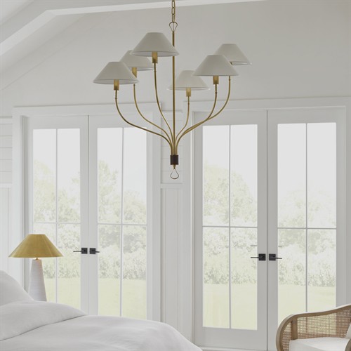 Visual Comfort Griffin Traditional Antique Brass Staggered Tail Chandelier - Thumbnail 5