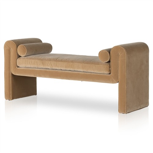 Brianne Modern Classic Camel Velvet Bedroom Bench
