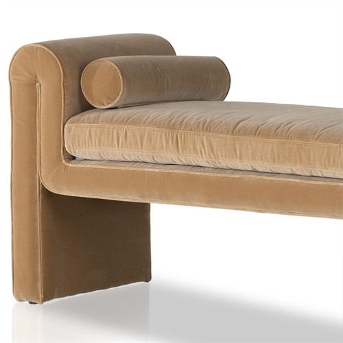 Brianne Modern Classic Camel Velvet Bedroom Bench - Thumbnail 5