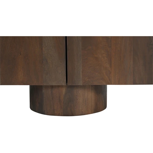 Section showing pedestal base under the sideboard with round foot.