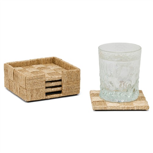 Jasby Coastal Beach Natural Abaca Square Coaster - Set of 4 - Thumbnail 2
