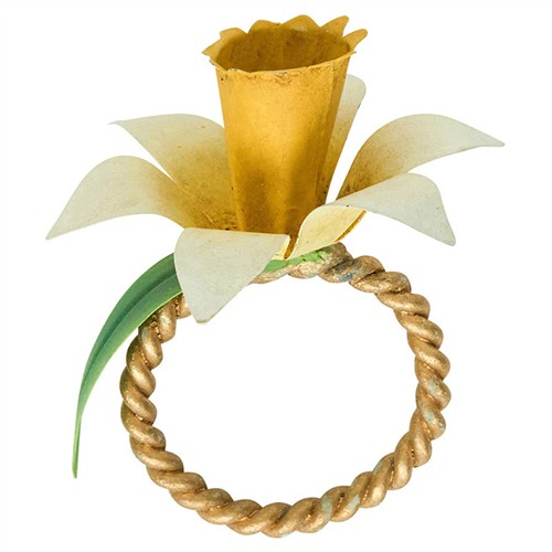 Juliska Meadow Walk Floral French Country Gold Iron Napkin Ring - Set of 4