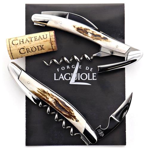 Forge de Laguiole Modern Silver Stainless Steel Elk Stag Handle Corkscrew
