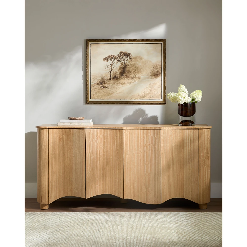 Technical drawing of a sideboard with dimensions: 64 inches wide, 18 inches deep, 30 inches tall