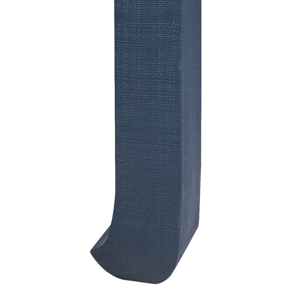 The leg of a navy blue table.