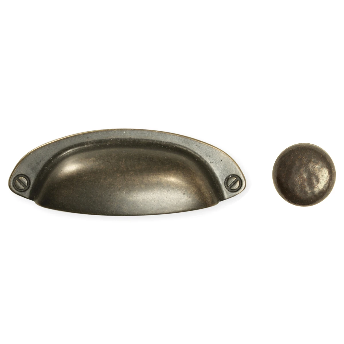 a bronze cabinet knob and handle