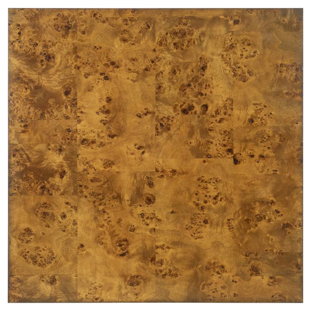 A close-up of the wooden table's surface, showing its brown color and texture.