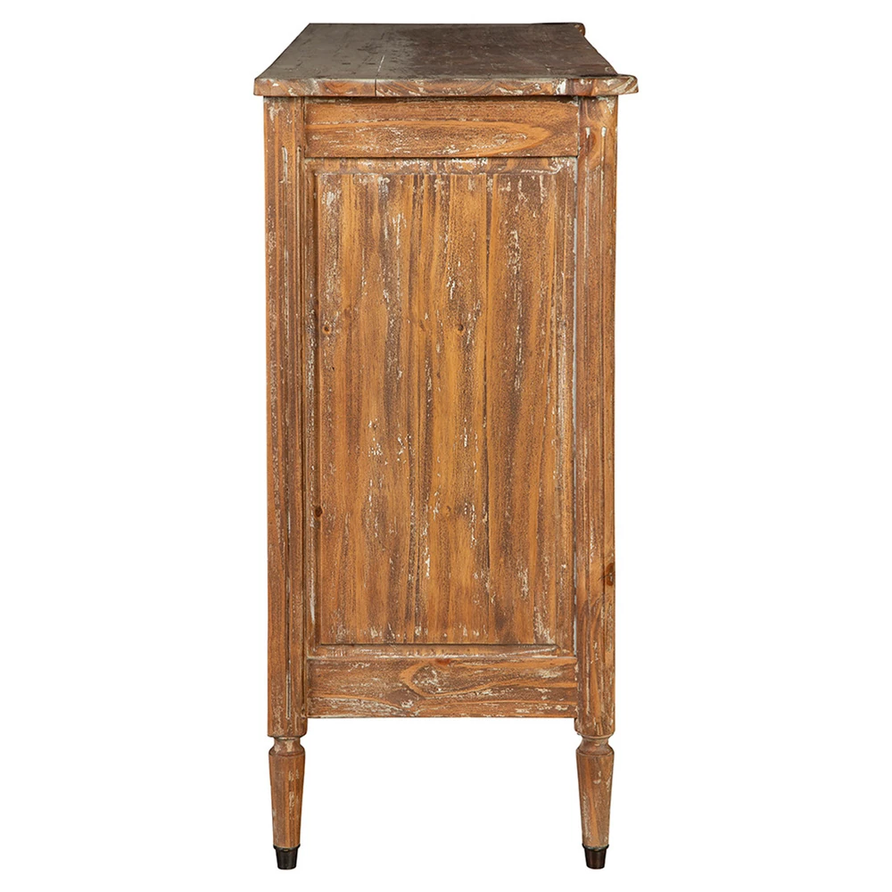 The back of a wooden sideboard