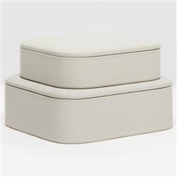 Pigeon and Poodle Dozza Modern Classic Light Gray Leather Decorative Box- Set of 2|