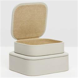 Pigeon and Poodle Dozza Modern Classic Light Gray Leather Decorative Box- Set of 2|