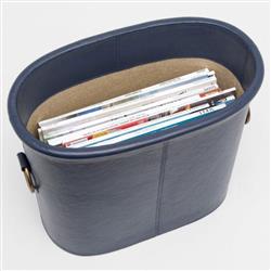 Pigeon and Poodle Ogden Modern Classic Navy Leather Magazine Holder|