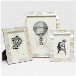 Pigeon And Poodle Lesina Regency White Kabibe Shell Picture Frame - 4x6|