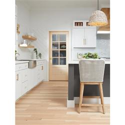 Kailey Coastal Beach White Performance Seat Woven Rope Mahogany Frame Counter Stool|