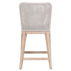 Kailey Coastal Beach White Performance Seat Woven Rope Mahogany Frame Counter Stool|
