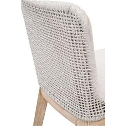 Kailey Coastal Beach White Performance Seat Woven Rope Mahogany Frame Counter Stool|