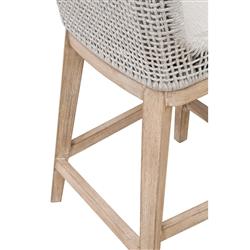 Kailey Coastal Beach White Performance Seat Woven Rope Mahogany Frame Counter Stool|