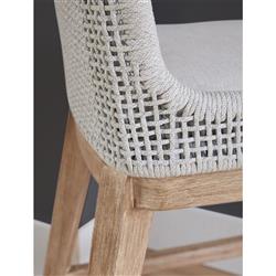 Kailey Coastal Beach White Performance Seat Woven Rope Mahogany Frame Counter Stool|
