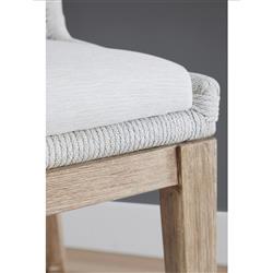 Kailey Coastal Beach White Performance Seat Woven Rope Mahogany Frame Counter Stool|