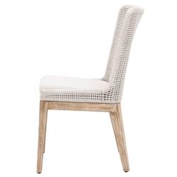 Kailey Coastal Beach White Performance Woven Rope Mahogany Frame Dining Side Chair - Set of 2|