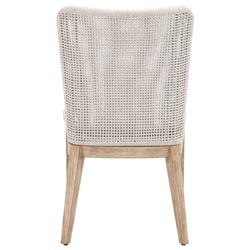 Kailey Coastal Beach White Performance Woven Rope Mahogany Frame Dining Side Chair - Set of 2|