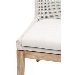 Kailey Coastal Beach White Performance Woven Rope Mahogany Frame Dining Side Chair - Set of 2|