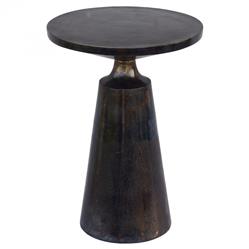 Uriah Industrial Loft Grey Aluminum Round Pedestal Side Table|