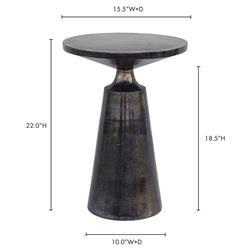 Uriah Industrial Loft Grey Aluminum Round Pedestal Side Table|