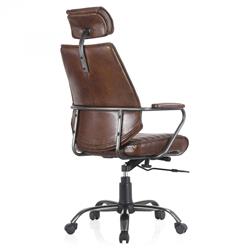 Reid Industrial Tufted Brown Upholstered Silver Iron Adjustable Office Chair|