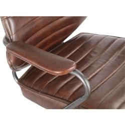 Reid Industrial Tufted Brown Upholstered Silver Iron Adjustable Office Chair|