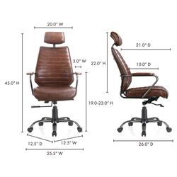 Reid Industrial Tufted Brown Upholstered Silver Iron Adjustable Office Chair|