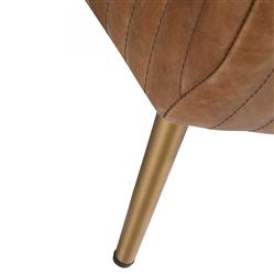 Dominick Regency Brown Upholstered Leather Gold Iron Entryway Bench|