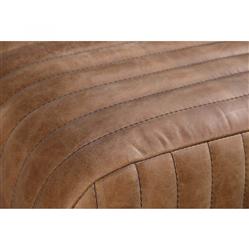 Dominick Regency Brown Upholstered Leather Gold Iron Entryway Bench|