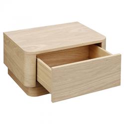 Rex Coastal Light Brown Oak Wood 1 Drawer Nightstand|