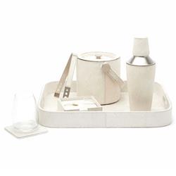 Browmley Rustic Lodge White Hair on Hide Rectangular Tray|