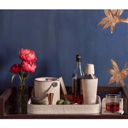 Browmley Rustic Lodge White Hair on Hide Rectangular Tray|