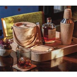Browmley Rustic Lodge Beige Hair on Hide Ice Bucket with Tong|