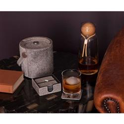 Browmley Rustic Lodge Grey Hair on Hide Ice Bucket with Tong|