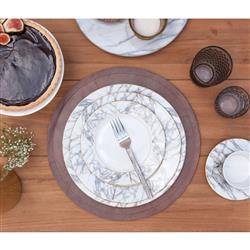 Evan Rustic Lodge Brown Leather Round Placemat - Set of 2|