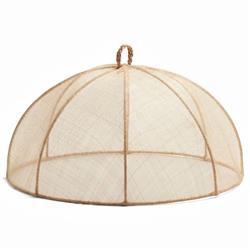 Rachel Beige Woven Sinamay Round Serveware Food Cover - Set of 2|