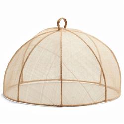 Rachel Beige Woven Sinamay Round Serveware Food Cover - Set of 2|