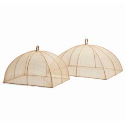 Rachel Beige Woven Sinamay Rectangular Serveware Food Cover - Set of 2|