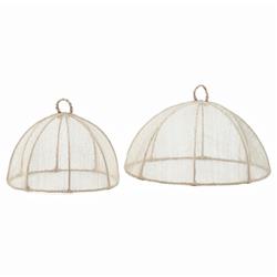 Rachel Coastal Beige Sinamay Small Food Cover - Set of 4|