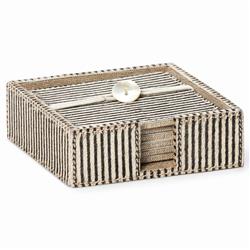 Bandar Rustic Lodge Brown Hair on Hide Striped Coaster - Set of 6|